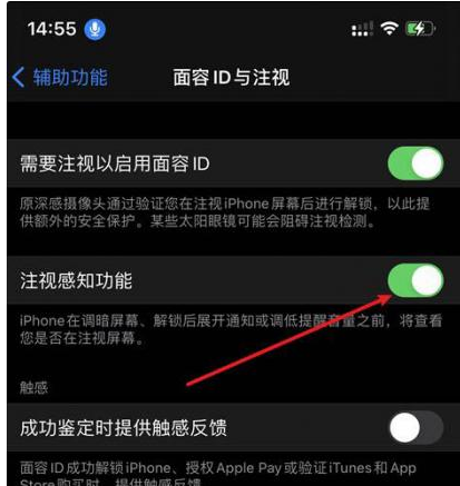 临汾苹果14维修网点分享iPhone14注视感知功能有什么用 
